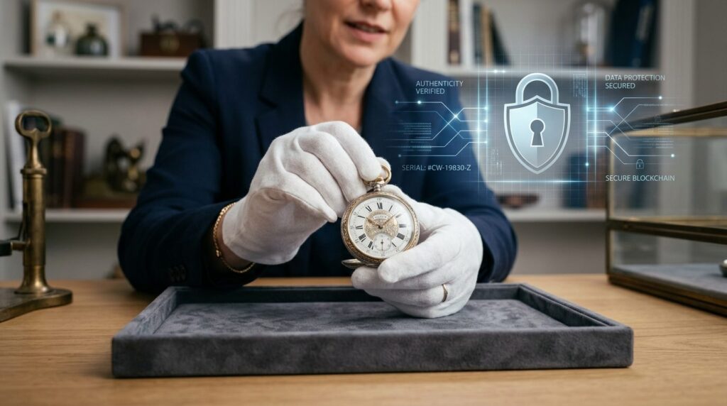 Close-up of a persons hands carefully handling a valuable c