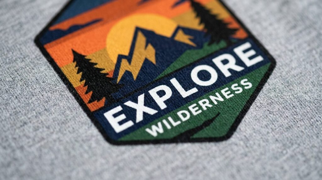 Close-up macro photography of a custom printed t-shirt fabri